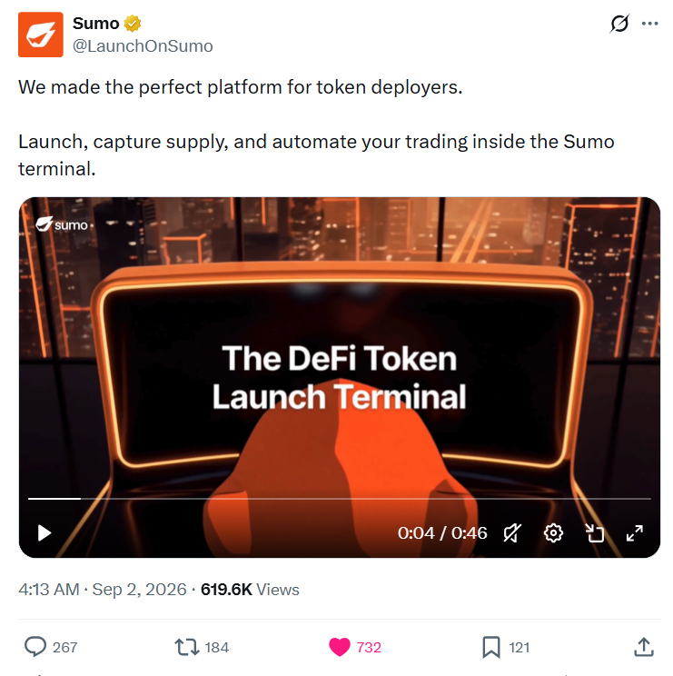 Full original Sumo X post screenshot, including displayed views, likes, replies and reposts